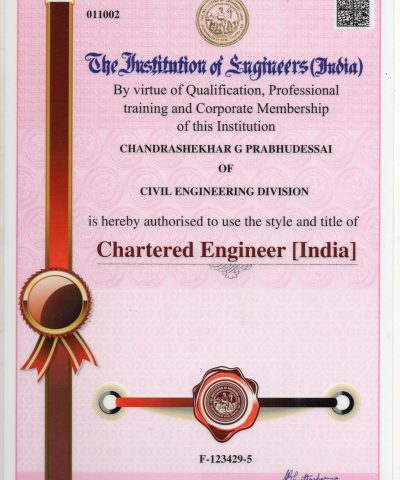 Chartered Engineer certificate