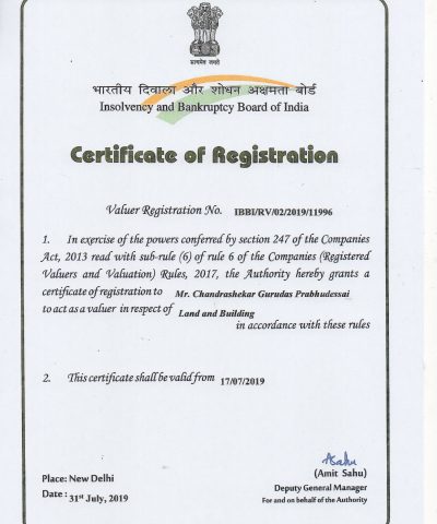 certificate of registration IBBI